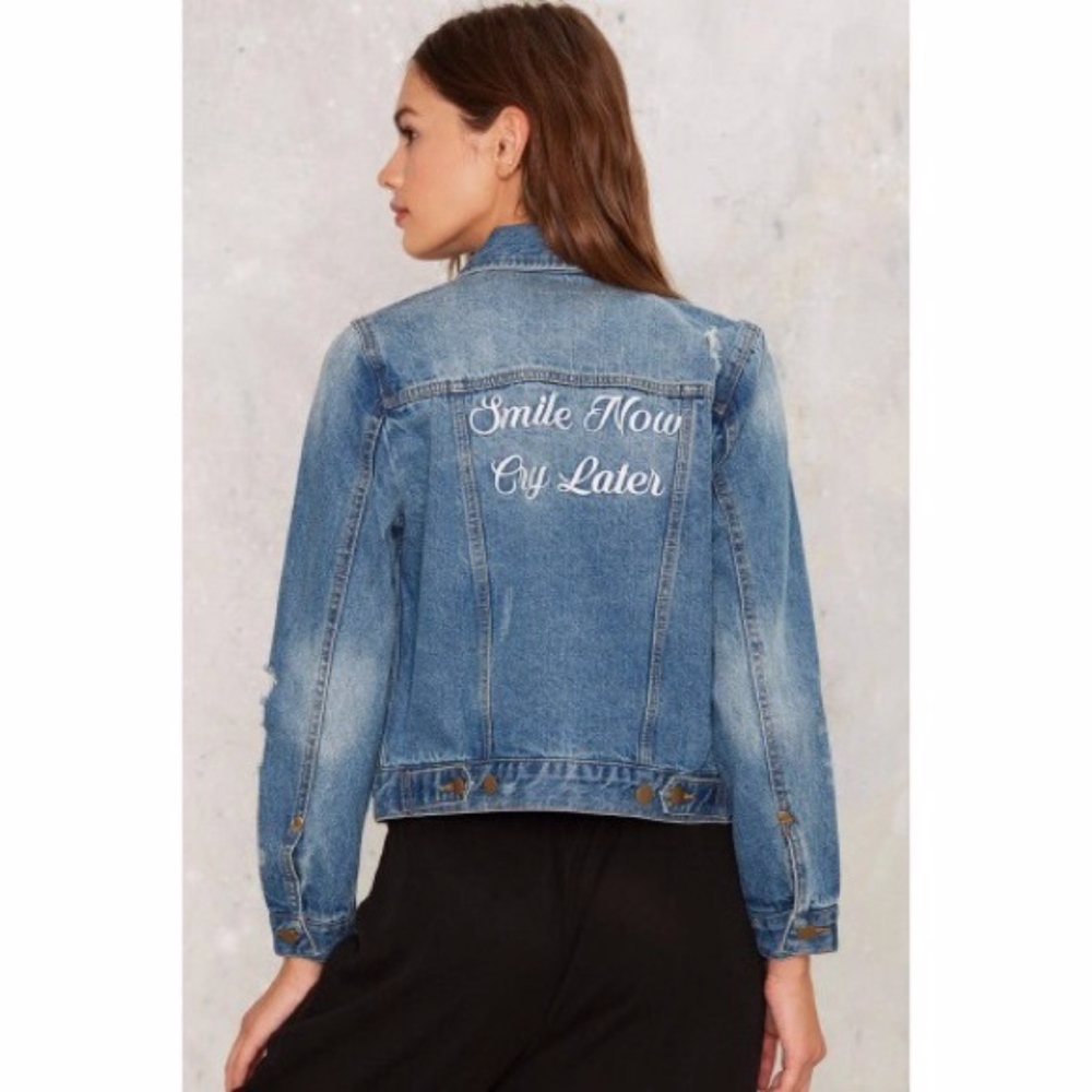 Smile Now Cry Later Denim Jacket